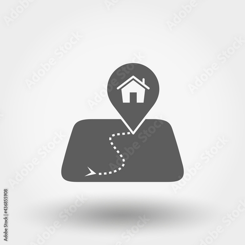 House on the map mark. Silhouette. Vector illustration. Flat design style.