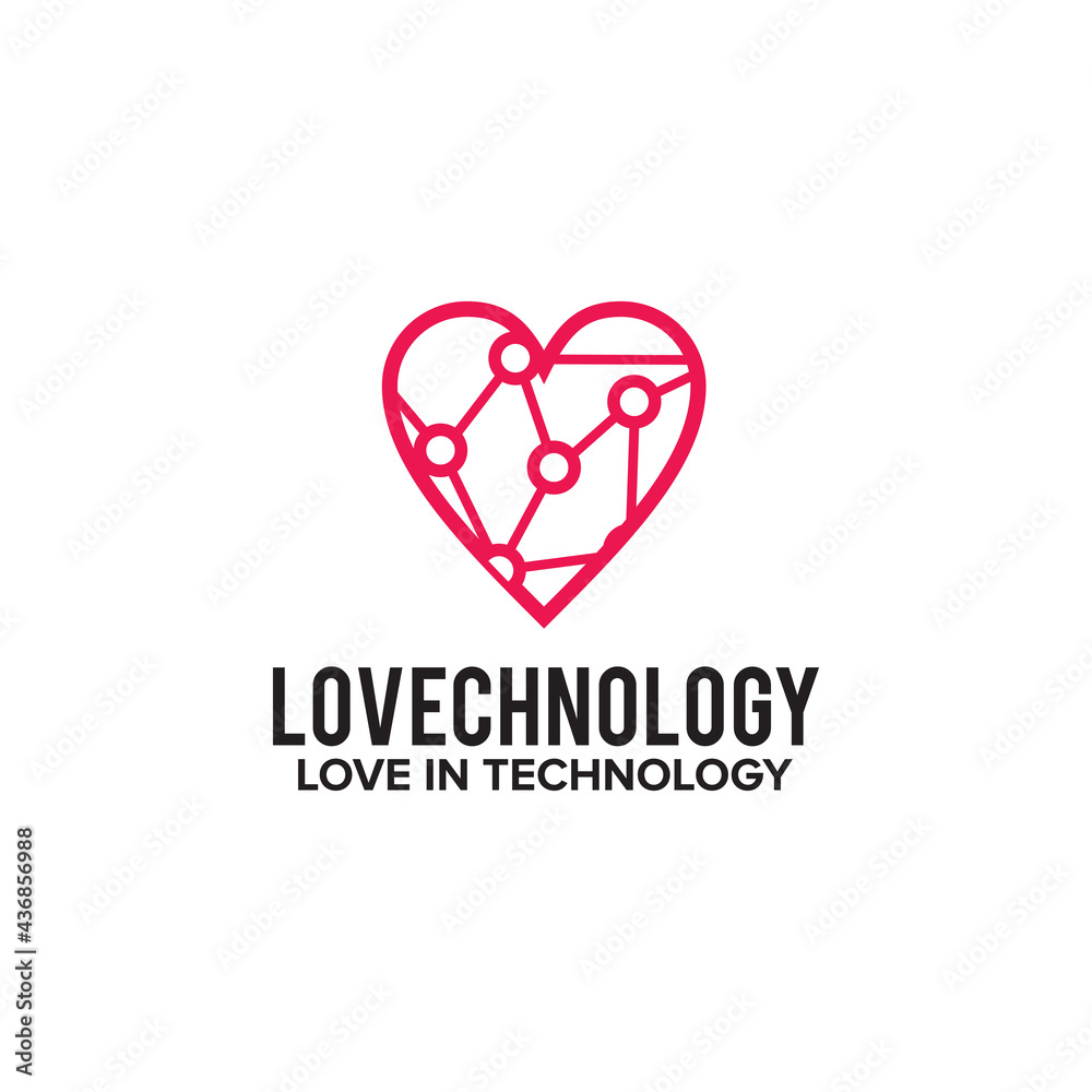 Love technology logo design template