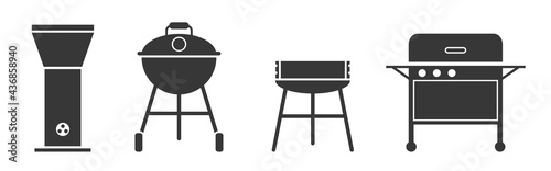  Grill barbecue vektor icon set banner