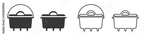  Dutch Oven Grill  BBQ Vektor icon set banner