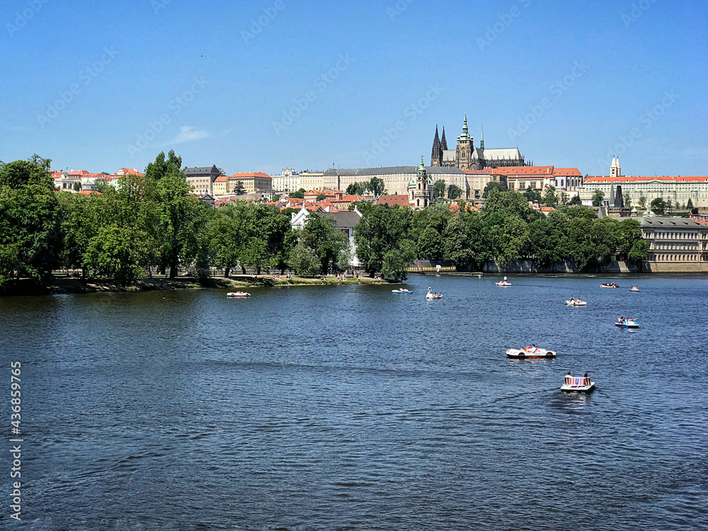 Fototapeta premium view over the river to Prague