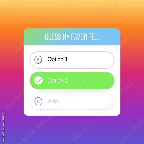 Quiz Option Sticker. Guess my Favorite. Isolated Element for Social Media. Vector illustration
