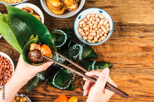 Dragon Boat Festival Chinese rice dumpling meat zongzi photo