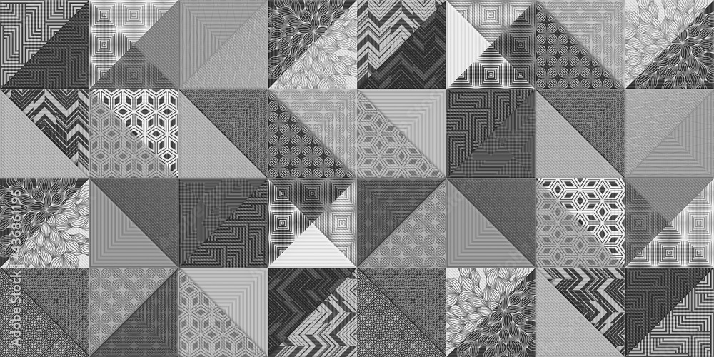 seamless geometric pattern with triangles.digital wall tiles for bathroom.