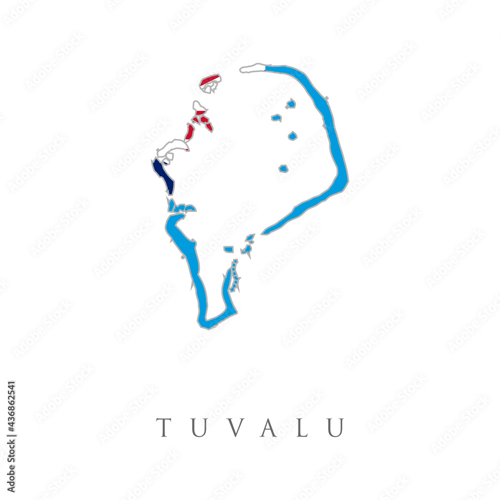 Tuvalu country flag inside map contour design icon logo. Map outline and flag of Tuvalu, a Light Blue Ensign with the Map of the Island of nine yellow stars on the outer half of the flag. Tuvalu country flag inside map contour design icon logo. Map outline and flag of Tuvalu, a Light Blue Ensign with the Map of the Island of nine yellow stars on the outer half of the flag.