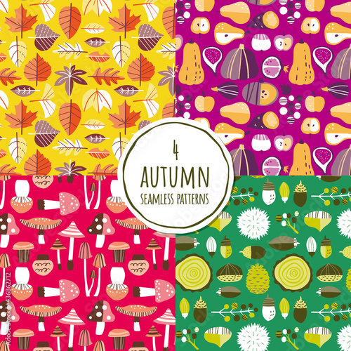 秋の植物パターンセット