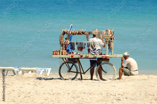 Photography Beach vendor. Stand of maracas and necklaces in Varadero, Cuba.