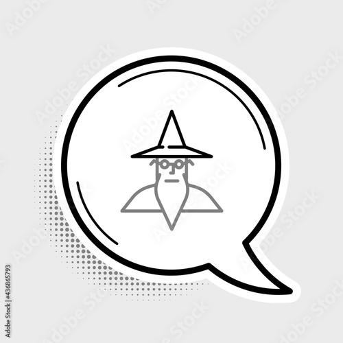 Line Wizard warlock icon isolated on grey background. Colorful outline concept. Vector