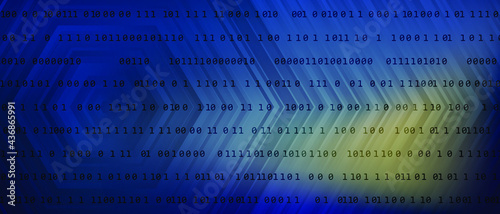 Futuristic 0 1 digits programming code tech vector background with fluid gradient.