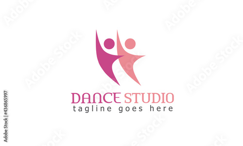 Dance studio logo design. People logo template isolated on white. Vector