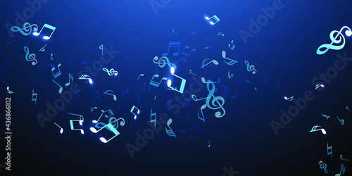 Musical note icons vector design. Melody notation elements explosion. Jazz music illustration.