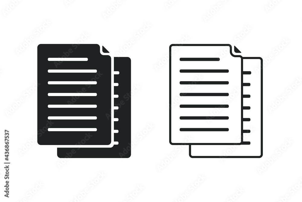 File icon vector. Document icon. Paper silhouette symbol. Contract file. Vector illustration isolated on white. File icon vector. Document icon. Paper silhouette symbol. Contract file. Vector illustration isolated on white.