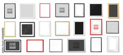 Frames vector set. Photoframe mockup collection. Realistic empty framings for your design. Templates for picture, painting, poster, lettering or photo gallery.