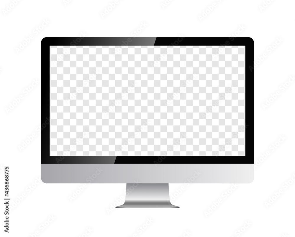 Mockup screen monitor display. Silver computer monitor with blank screen for your design. Realistic vector illustration Mockup screen monitor display. Silver computer monitor with blank screen for your design. Realistic vector illustration