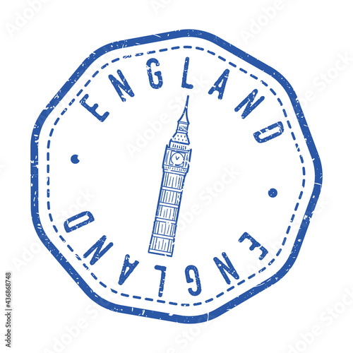 Big Ben, London, UK Stamp Skyline Postmark. Silhouette Postal Passport. City Round Vector Icon. Vintage Postage Design.