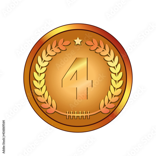 4 Anniversary golden label, vector illustration