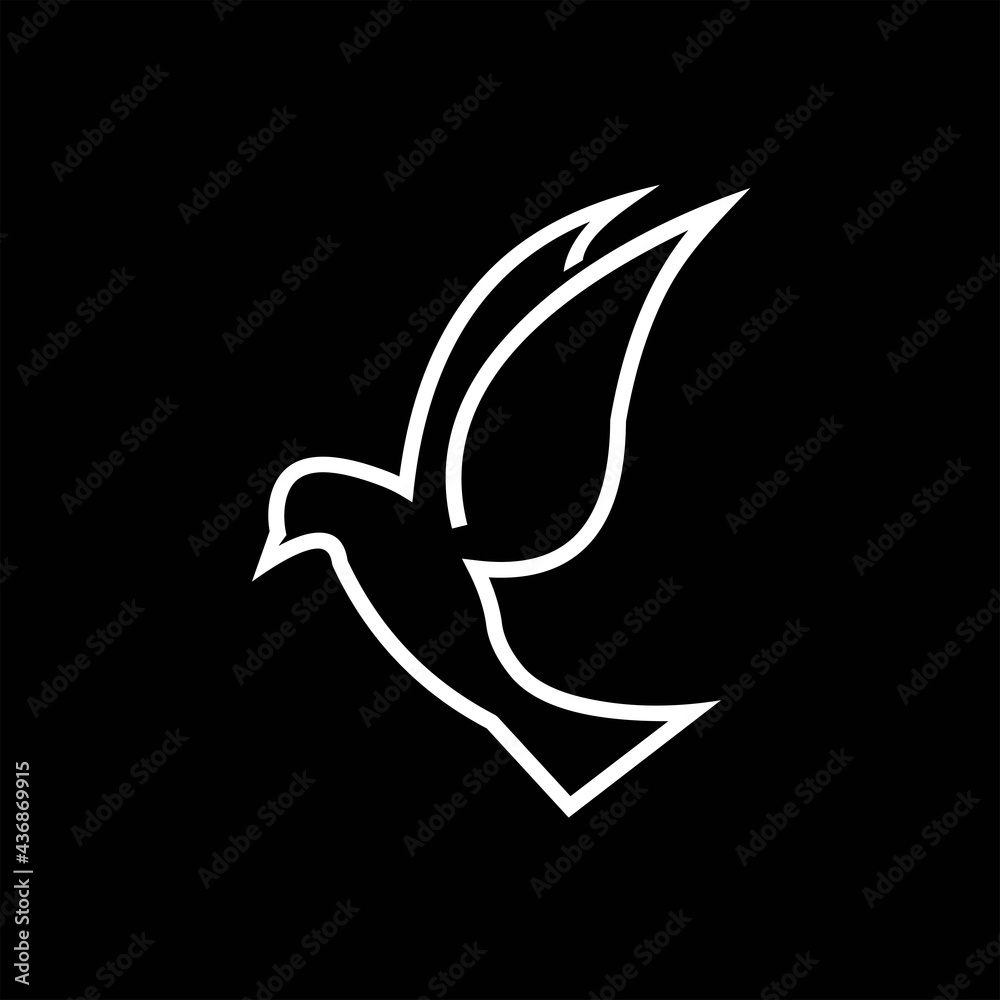 Obraz premium Flying bird logo, Bird line logo design vector illustration, Stock illustration Bird logo design template vector image