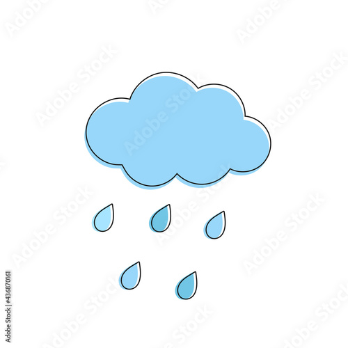 Raindrops falling from the cloud. Vector illustration