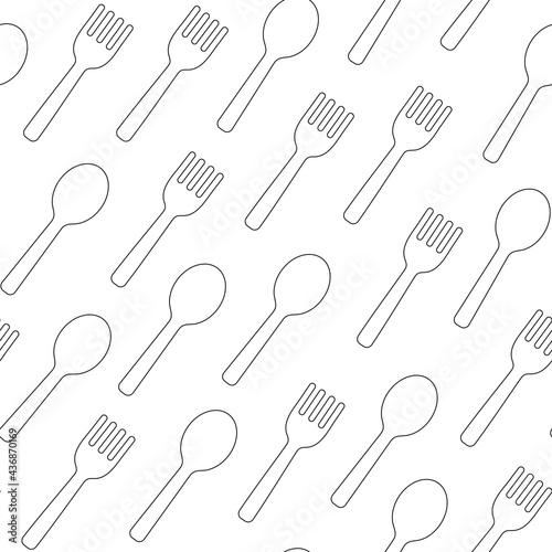 Seamless pattern with spoon and fork. Vector illustration