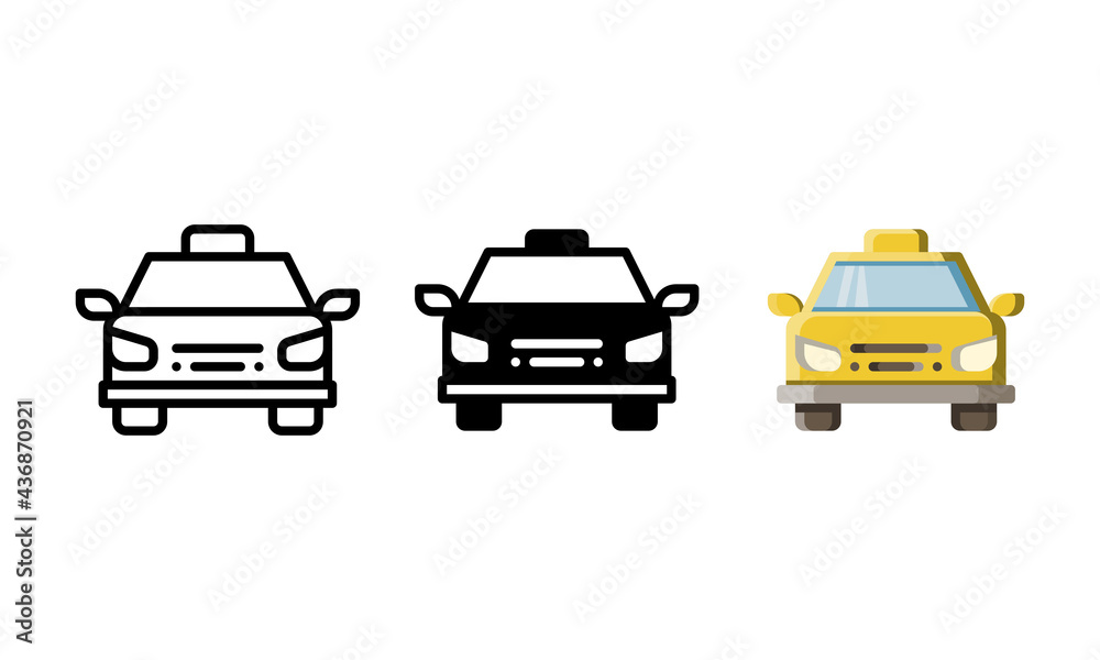 Fototapeta premium Taxi icon. With outline, glyph, and flat styles