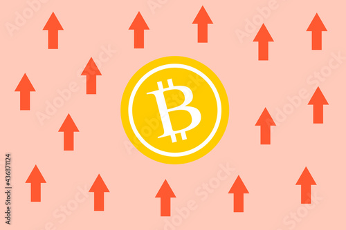 ビットコインの上昇　ベクターイラスト