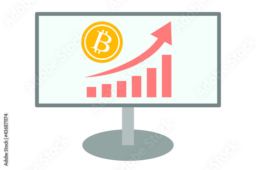 ビットコインの上昇　ベクターイラスト
