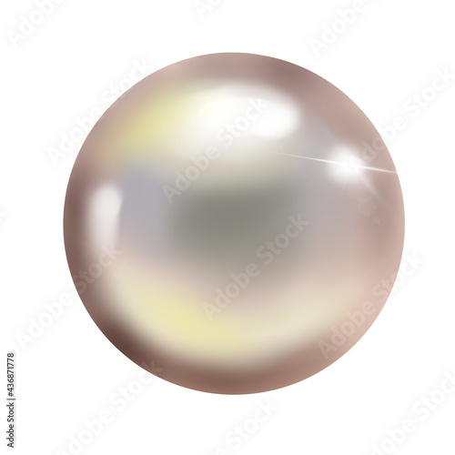 Pearl on white background. Mother nature. Jewelry illustration.