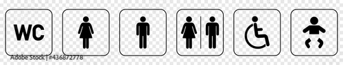 Thin line wc outline icons. Linear symbol for use on web and mobile apps, logo, print media. Vector signs isolated on transparent background
