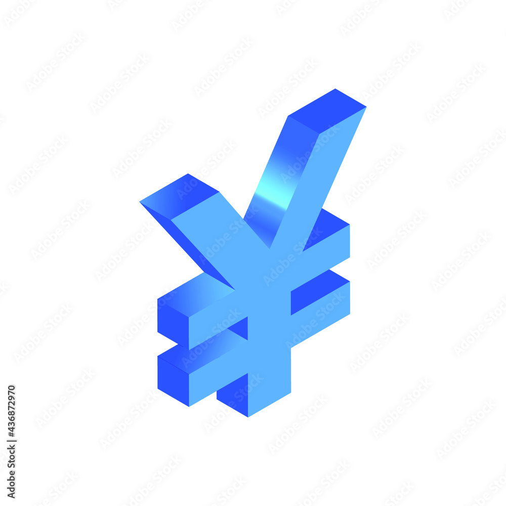 Obraz premium Isometric Currency Blue Icon. Modern Flat Vector Illustration. Yen Currency Sign. Social Media Template.