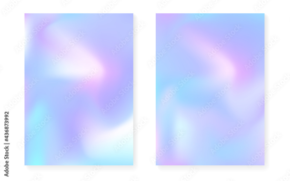 Naklejka premium Hologram gradient background set with holographic cover.