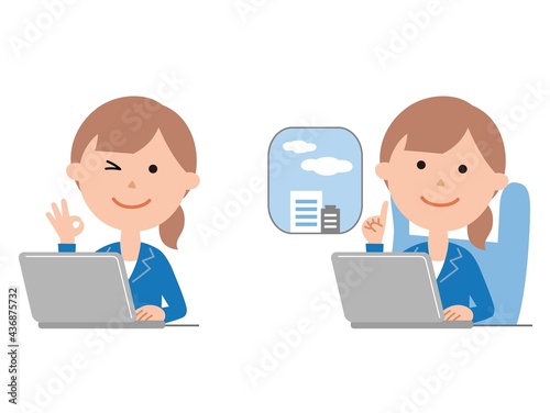 パソコンを使ってリモートワークをする女性社員