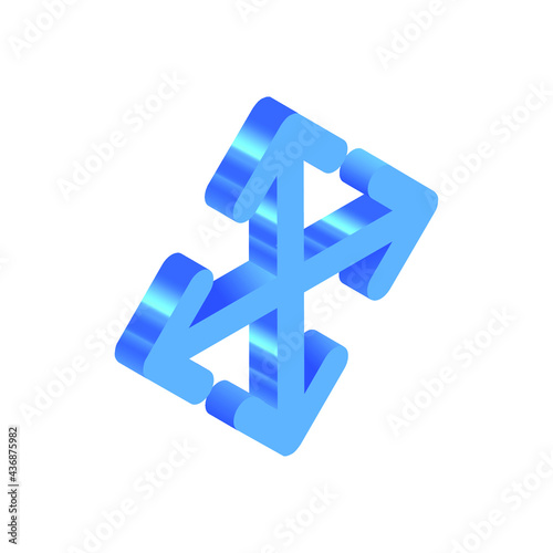 Isometric Blue Icon. Modern Flat Vector Illustration. Arrow Sign. Social Media Template.