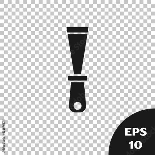 Black Putty knife icon isolated on transparent background. Spatula repair tool. Spackling or paint instruments. Vector