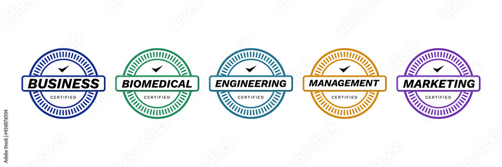 Obraz premium Certified expertise badge logo expertise criteria for certification company. Vector emblem icon template.
