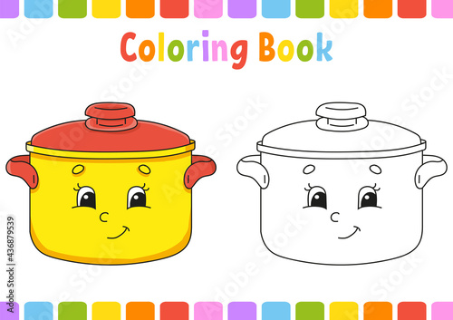 Coloring book for kids. Cartoon character. Vector illustration. Fantasy page for children. Black contour silhouette. Isolated on white background.