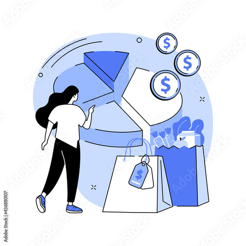 Consumption expenditure abstract concept vector illustration.