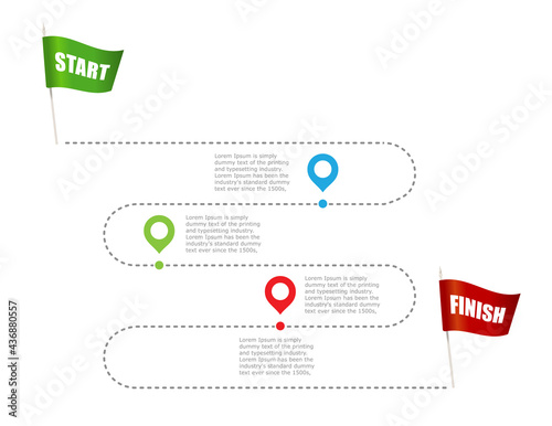 Red Flag finish and green flag start. Infographic with point