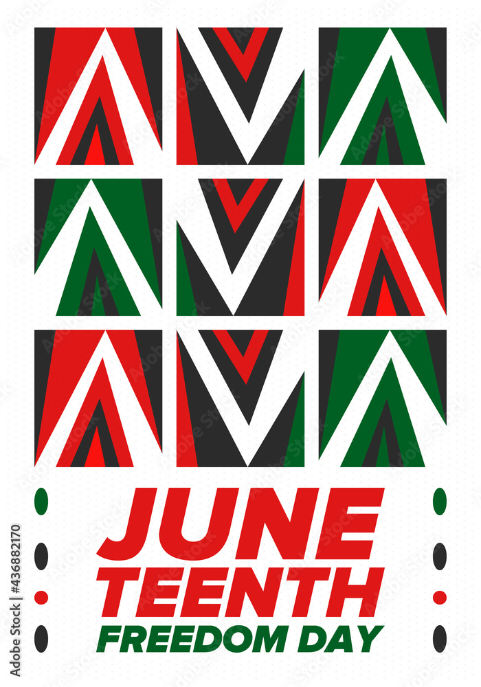 Fototapeta premium Juneteenth Independence Day. Freedom or Emancipation day. Annual american holiday, celebrated in June 19. African-American history and heritage. Poster, greeting card, banner and background. Vector