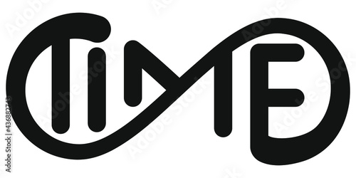 the word time in the infinity sign. Vector illustration