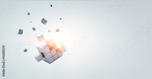 Glowing cubes. Innovation and creativity concept photo