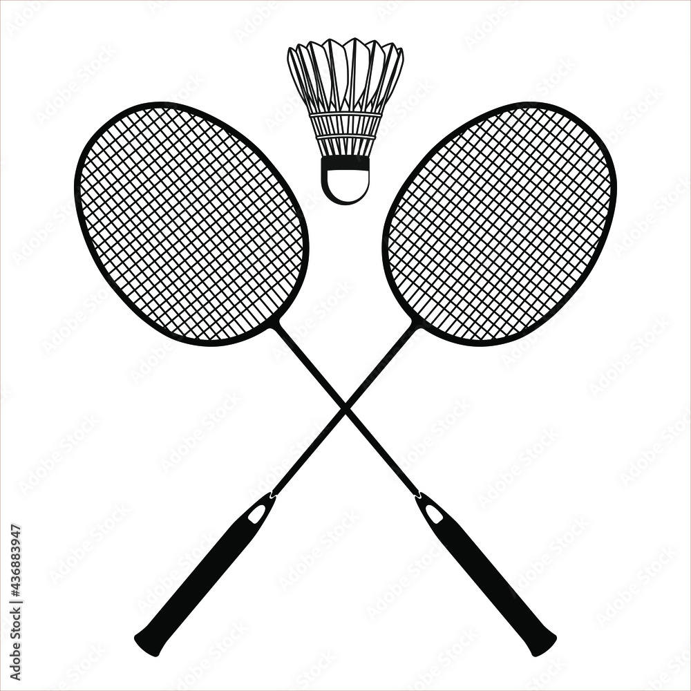 Badminton logo sport game with shuttlecock racket Vector Image