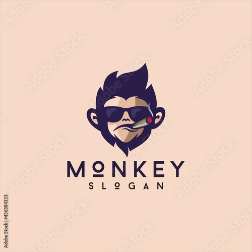 smoking monkey mascot logo design