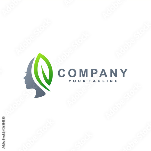 beauty lady gradient logo design