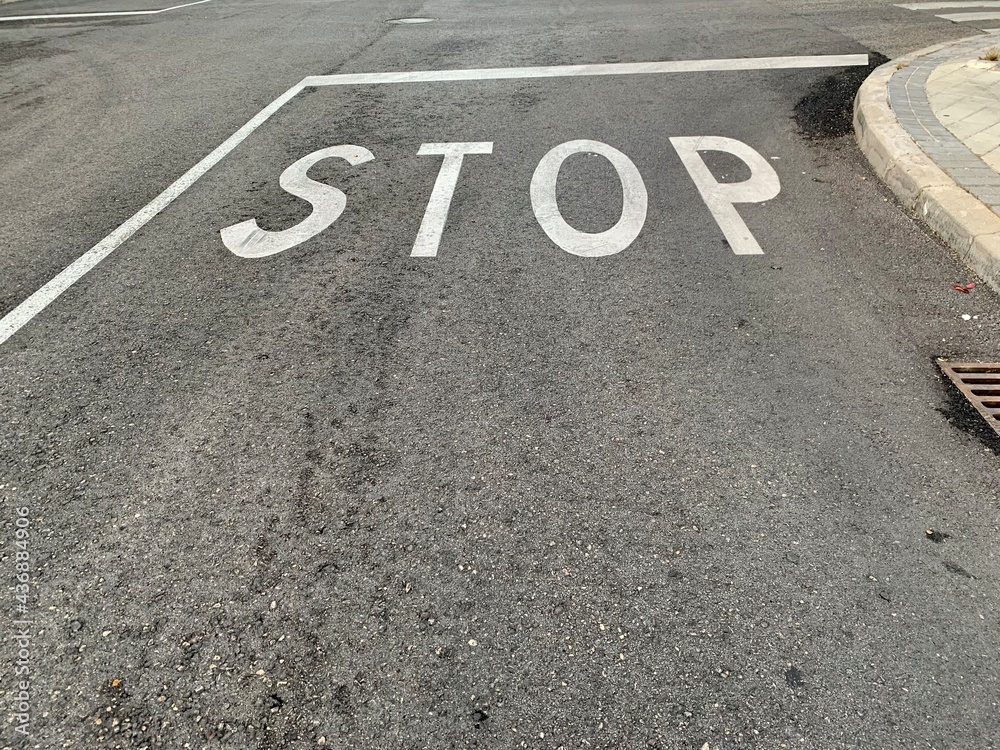 Fototapeta premium bicycle lane and stop sign