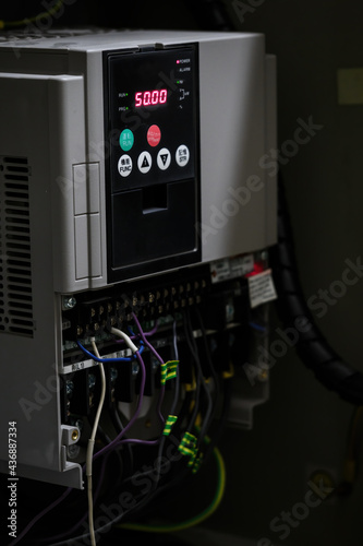 Frequency converter in a switchboard. photo