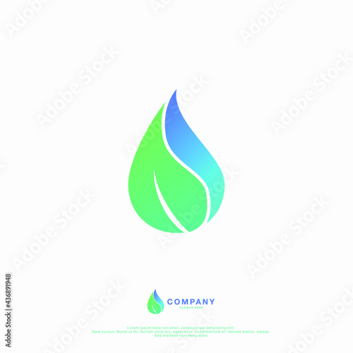 Nature water drop and leaf logo concept