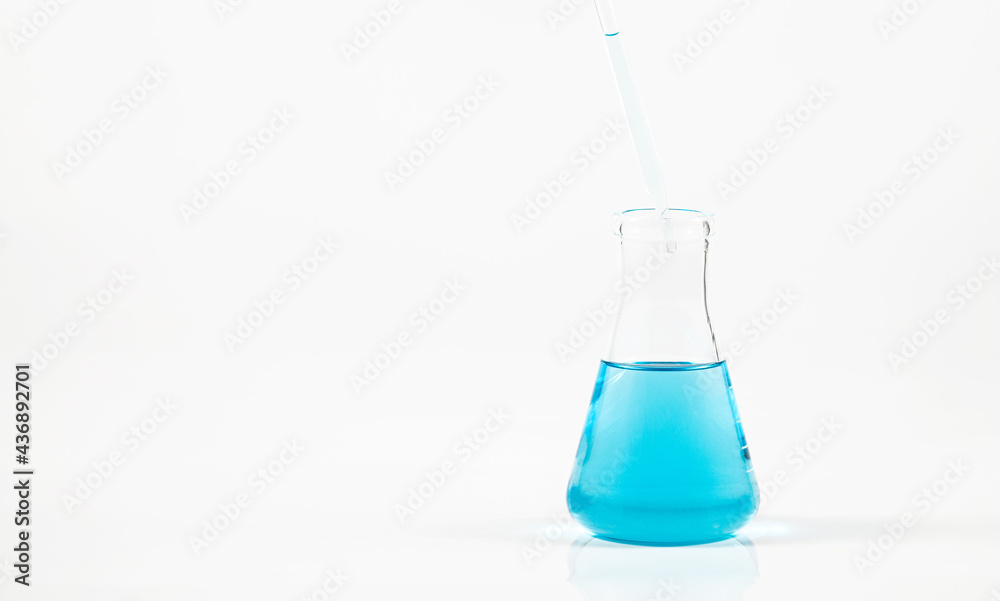 blue science test tube on white background,Laboratory glassware with colorful liquids on white background blue science test tube on white background,Laboratory glassware with colorful liquids on white background