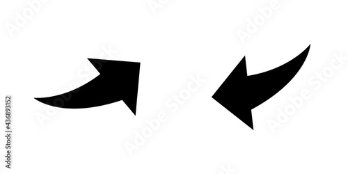 Iconos de flecha curva hacia arriba y abajo, estilo silueta negra. Ilustración vectorial photo