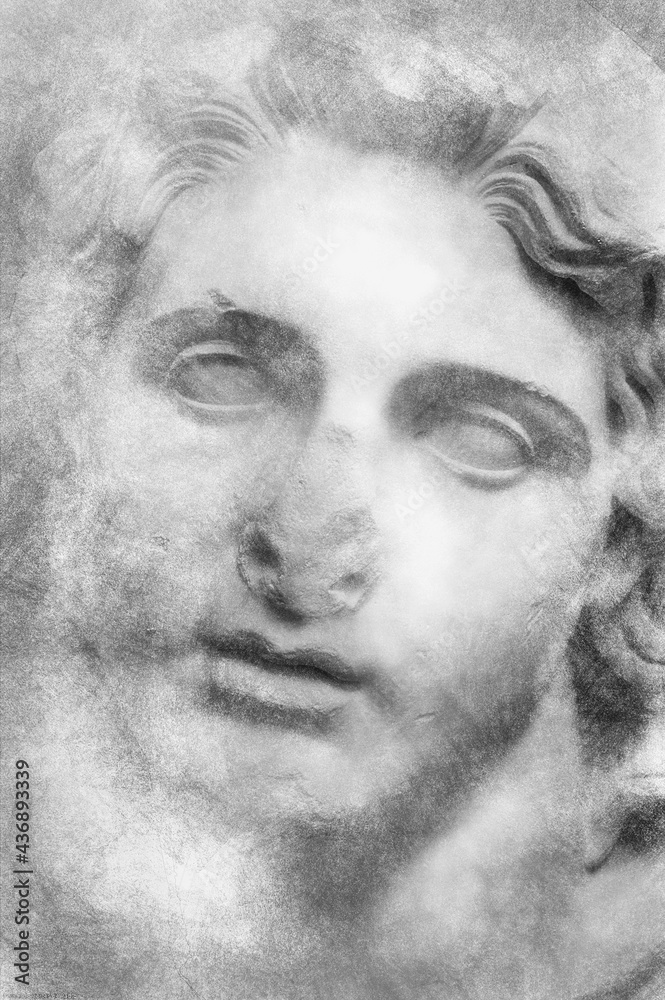 Classic sculpture hand drawing effect with pencils Classic sculpture hand drawing effect with pencils