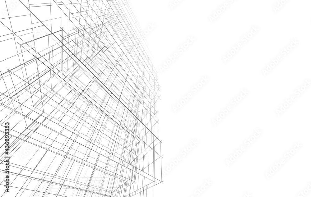 modern architecture drawing 3d illustration